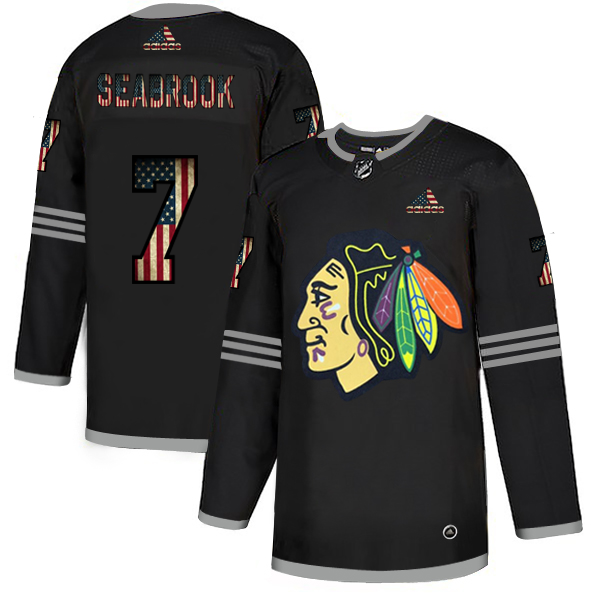 Chicago Blackhawks #7 Brent Seabrook Adidas Men Black USA Flag Limited NHL Jersey